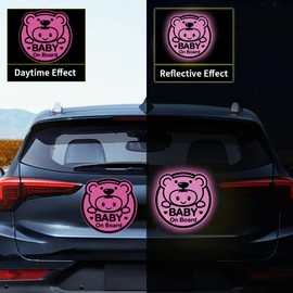Dreothy 2Pack Baby on Board Sticker for Cars Funny High Intensity Bear Baby Safety Signs Reflective Stickers Car Styling Trucks Decals Bumper Stickers Waterproof Vinyl Car Stickers and Decals