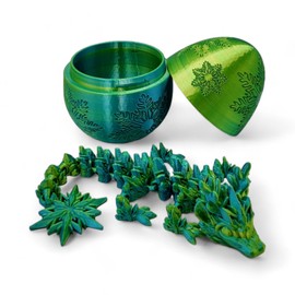 ZZ LIFE Surprise Winter Dragon Egg - 11" Dragons Articulating Joints - Snowflake Themed Twist Enclosure Mystery Dragon Egg, ADHD, Stress, Anxiety Relief (Blue/Yellow)