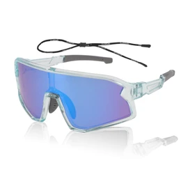X AUTOHAUX 1 Set Motorcycle Riding Goggles PC Tri-Acetyl Cellulos UV400 Outdoor Sports Sunglasses for Motocross Dirt Bike ATV Blue Lens Clear Blue Gray Frame