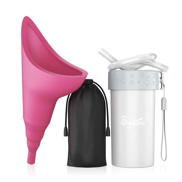 Syarme Female Urination Device,Portable Reusable Urinal Funnel with Extension Tube,Small