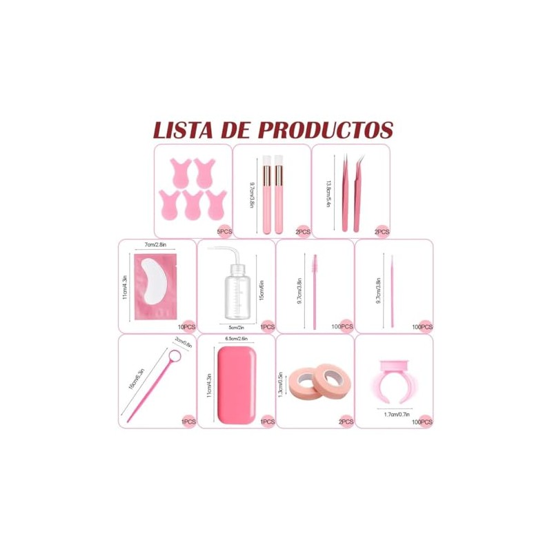 Kit de Pestañas 1x1, Parches, Microbrush, Ventilador, Cepillo 1