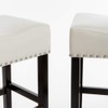 Christopher Knight Home Lisette Backless Leather Barstools, 2-Pcs Set, Ivory