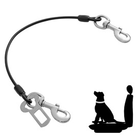 Mi Metty Dog Seat Belt Harness for Car,2pcs Dog Seatbelt of Coated Wire Leash Safety Restraint,No Chew Tether Cable Vehicle Dog Accessories,Double Clips & Latch (Black, 24 inch/60 CM)