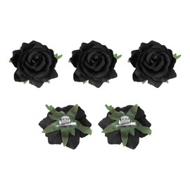 MECCANIXITY 5 Pcs Rose Flower Hair Clips 4 Inch Flower Hair Pins Flower Brooch for Women Hair Accessories Black