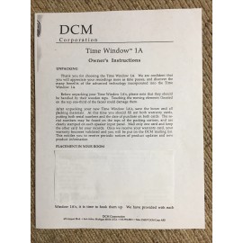 DCM Time Window One And The 1a Speaker. Owners Instructions