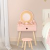 OOOK Kids Vanity Table and Chair Set, Pink Girls Vanity