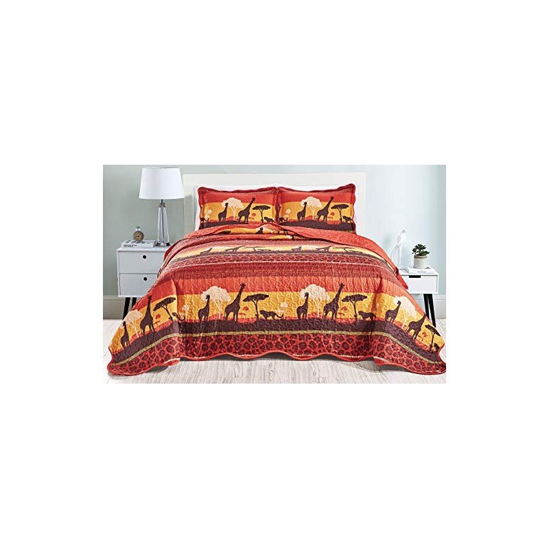 Masterplay 3-Piece Fine Printed Oversize (115" X 95") Quilt Set,