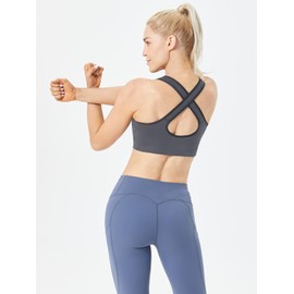 FITTIN Sports Bra for Women Padded: Workout Criss Cross Bra for Yoga Athleta Personal Trainer - Active Bra for Gym 3 Set