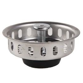 VIVA Kitchen Sink Strainer, Stainless Steel Basket Strainer Replacement, 3.5 Inch, Rubber Stopper, Chrome, Indoor Outdoor Use