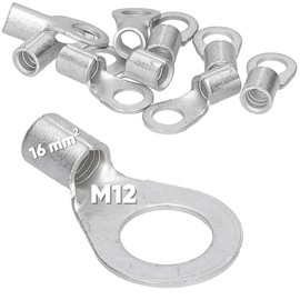 Pack of 10 Kalitec Q16-12 Crimping Cable Lug 16 mm² M12 I Uninsulated I Mandrel Pressing I For Multi-, Fine- and Fine-Strand Conductors I Cable Lug 16 mm² According to DIN 46234