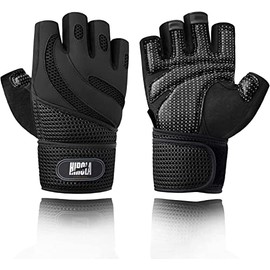 Hirola Guantes para Gimnasio Unisex con Apoyo de Muñeca Hecho de Microfibra y Licra para Entrenamiento de Crossfit, Fitness, Levantamiento de Peso o Gimnasio
