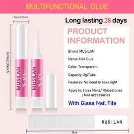 MUSILAN Silane Free Nail Very Strong, Long Lasting and Super Fast 40PCS Acrylic Professional Gel Press-On Tips & Art Supplies 0.07OZ/PCS 40PCS / 무실란 네일 매우 강하고 오래 지속되며 초고속 40PCS 아크릴 전문 젤 프레스 온 팁 및 & 아트 용품 0.07OZ/PCS 40PCS