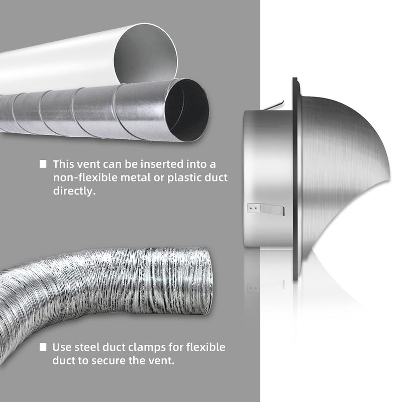 WeCooper 304 5-Inch Stainless Steel Air Vent 125mm, Round Bull