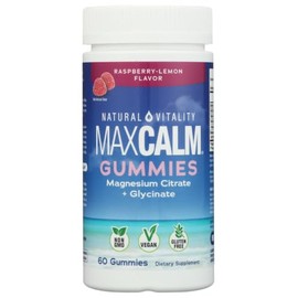 Natural Vitality Suplemento de citrato de magnesio, gomitas de frambuesa y limón, 60 unidades