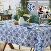 Newbridge 52 x 70 Inch Rectangle Fabric Tablecloth, Blue Amani