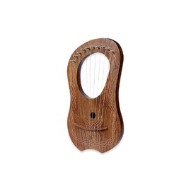 10 Strings Lyre Harp Mahogany Body Brown White Chain Design for Beginner with Extra Strings and Tuner