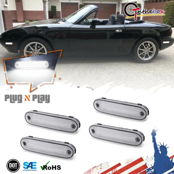 GTINTHEBOX Clear Side Marker Corner Lamp Parking Light 2Pair For