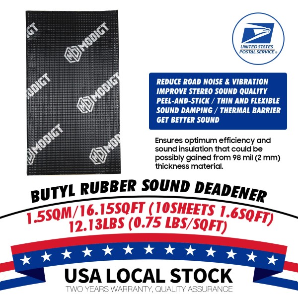 MODIGT 10pcs 50cm x 30cm Butyl Rubber Sound Deadener Noise