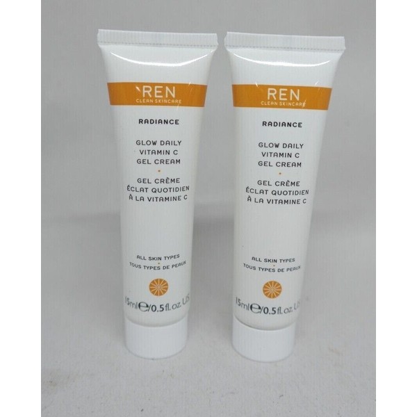 REN Clean Skincare Lot of 2 Radiance Glow Daily Vitamin C Gel Cream .5 fl oz ea.