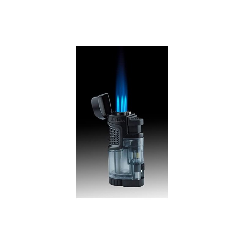 Jetline Fatboy Black Triple Jet Flame Cigar Lighter with Cigar