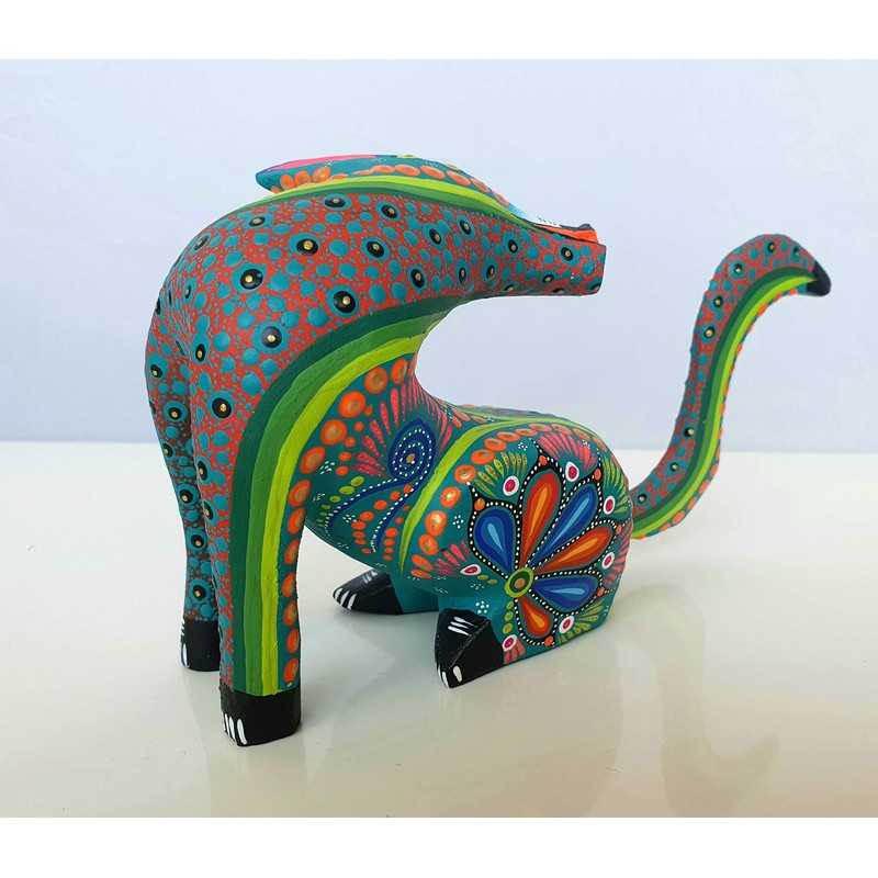 ALKIMIA INC Mexican Alebrije Seated Coyote Wood Carving Handcrafted Sculpture