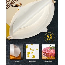 katbite Round Baking Parchment Paper, Diameter 30.5 cm (12 Inches), Round, Greaseproof, Non-Stick Parchment Paper Cuts for Cakes, Pizza Baking, BBQ