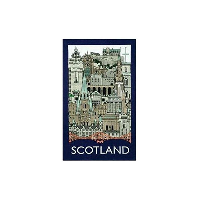 Scottish Tea Towel Souvenir Gift Scotland Landmarks Collage Cityscape Montage