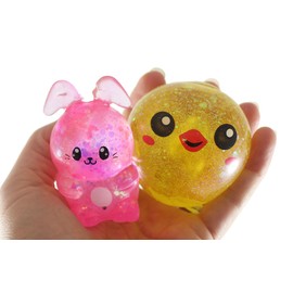 Easter Bunny and Chick Sugar Ball Set - Thick Glue/Gel Syrup Molasses Stretch Ball - Ultra Squishy and Moldable Slow Rise Relaxing Sensory Fidget Stress Toy (Random Color)