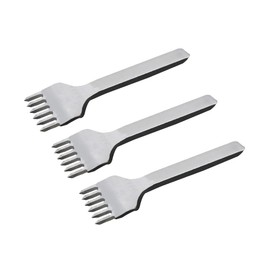 Leather Chisel Set 3 Pieces 6 Prong Steel Leather Craft Row Hole Punch for DIY Leather Craft - 5mm