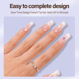 Misssix XBASICTIPS Deep French Tip Press On Nails, 150Pcs French Gel Nail Tips Long Square, Soft Gel Pre-shaped No Need to File 3 in 1 Tips, Fake Nails for Nail Art DIY Extension Designs 15 Sizes