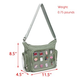 Canvas Ita Bag Crossbody Shoulder Bag Kawaii Purses and Handbags with Anime Pins Display