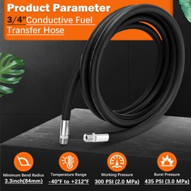 Fuel Transfer Hose 3/4'' Gas Pump Hose 20FT for Gasoline, Dispensing Diesel, Biodiesel, Kerosene, Petroleum Oils