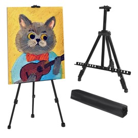 PUJIANG Art Easel for Painting, Portable Aluminum Painting Easel Stand with Bag, Adjustable Height from 17" to 66", Paint Easel for Canvas Painting for Adults Child Table Top/Floor Drawing, Displaying
