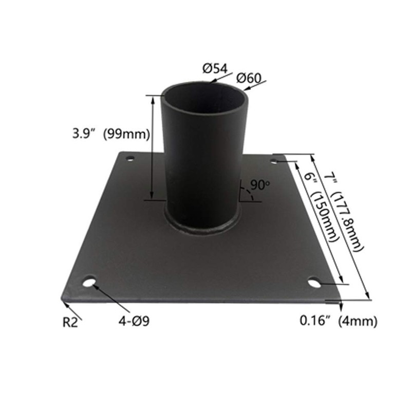 180° Wall Mount Bracket with 2-3/8" O.D. Tenon Adapter LED