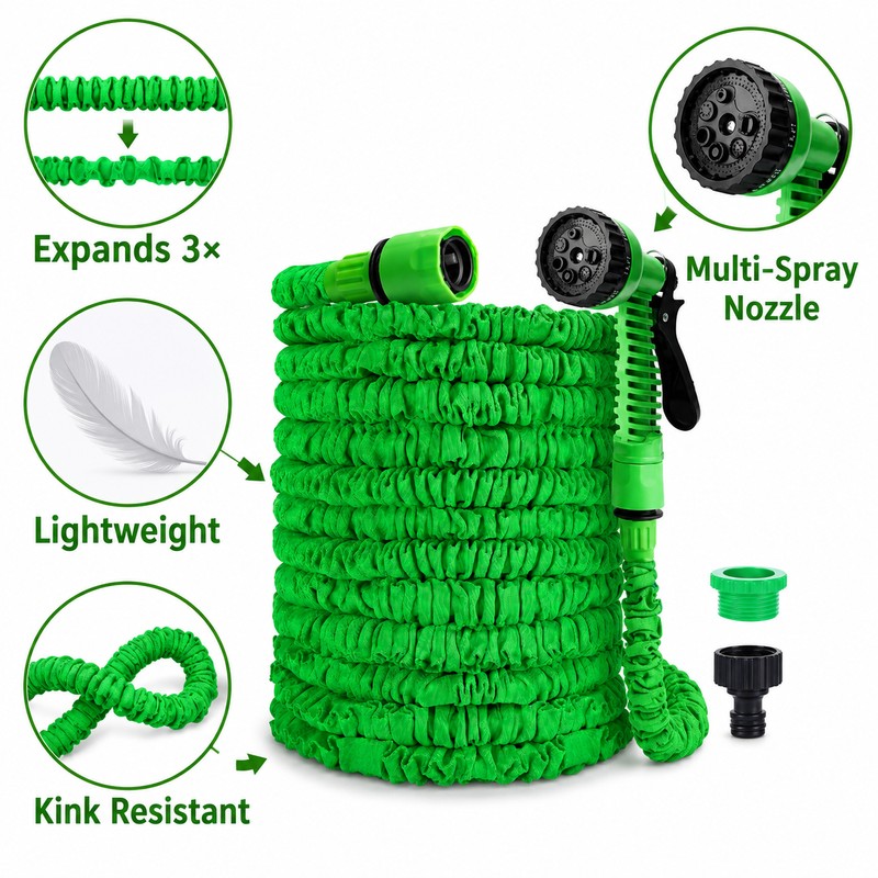 Expandable Garden Hose for Watering & Outdoor Cleaning - Lightweight