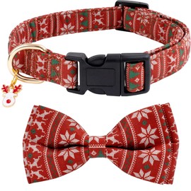 Cotton Christmas Dogs Collar with Bow Tie Red Green Dog Collars for Girl Female Boy Male Small Medium Large Dogs S