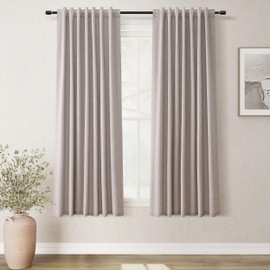 BOODII 63 Inch Blackout Curtains Linen Black Out Curtains for Bedroom 2 Panels Set Neutral Room Darkening Curtain Brownish Grey Thermal Insulated Curtain for Nursery Window Drapes Back Tab 52x63