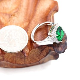 Uloveido Adjustable Size Green Stone Cocktail Ring for Mom Girlfriend Platinum Plated Fashion Birthday Anniversary Wedding Rings Gift Y1393(Green)