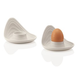 Guzzini - Tierra, Set di 2 Portauova in Plastica Riciclata - Bianco Latte, 12,3x12xh7,3 cm - 196300156