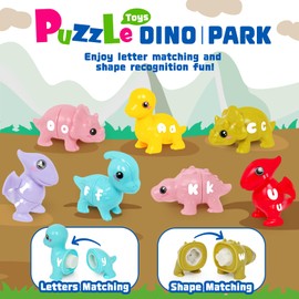 YATAOME Dinosaur Toys ABC Letters Uppercase Lowercase Matching Game Montessori Preschool Educational Fine Motor Skill Toys 26 PCS Double-Sided for 3 4 5 Years Old Kids Toddlers Kindergarten Boys Girls