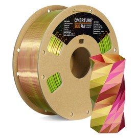 OVERTURE Silk PLA 1.75mm Dual Color Filament, Clog-Free Shiny 3D Printer Filament, 1kg Spool(2.2lbs), Dimensional Accuracy +/- 0.02 mm, Fit Most FDM Printer(Silk Green-Magenta)