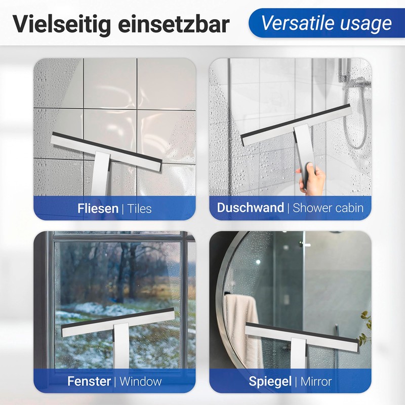 Wenko 18172100 Bathroom wiper Gela, shiny for bath and shower,
