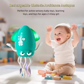 Dancing Octopus Toys, Auto-Dance Octopus Toy with LED Music, Crazy 8 Leg Electric Crawling Automatic Obstacle Avoidance Sensor Toys for Kids (A2)