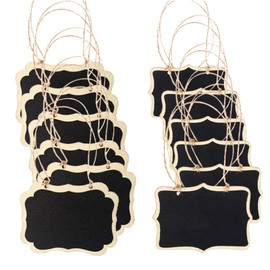 EsiFare Mini Chalkboards Set of 20 Bottle Keeping Tags, Wooden Tags, Solid Color Bottle Keeper, Double Sided Chalkboard, Hanging String, Wooden Bottle Tags, Blackboard, DIY, Message Board, Bottle Tag