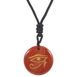 Lovionus89 Natural Horus Eye of the Devil Engraved Healing Crystal Chakra Stones Pendant Necklace for Men and Women, Stone, No Gemstone