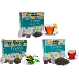 Caffè Vulcanus, 120 Capsules Tea Selection: Black, Green and Black with Lemon, Nespresso Compatible Capsules