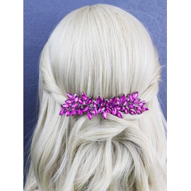 Brihasory Luxurious Wedding Hair Comb Full Rhinestones Bride Hair Accessories for Party Prom Bridal Side Hair Combs for Women Bride Girls Hair Decoration (Rose Red)