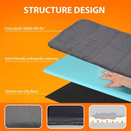 ZAKAPAWS Dog Crate Pad for Large Dogs - 35x23 Orthopedic Dog Bed with Memory Foam, Washable Water-Resistant Soft Pet Mat with Non-Slip Bottom, Grey