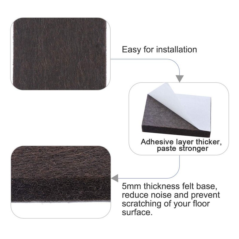 uxcell 16pcs Furniture Pads Square 3/4" Self-stick Non-slip Anti-scratch Felt