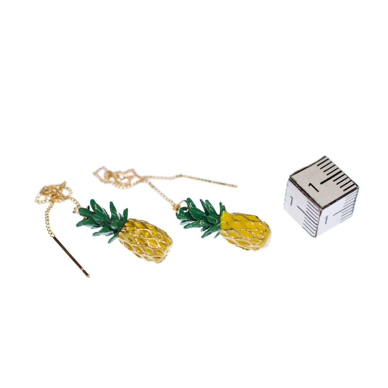 Miniblings Pineapple Necklace Earrings Miniblings Pendant Chain Earrings Golden Summer